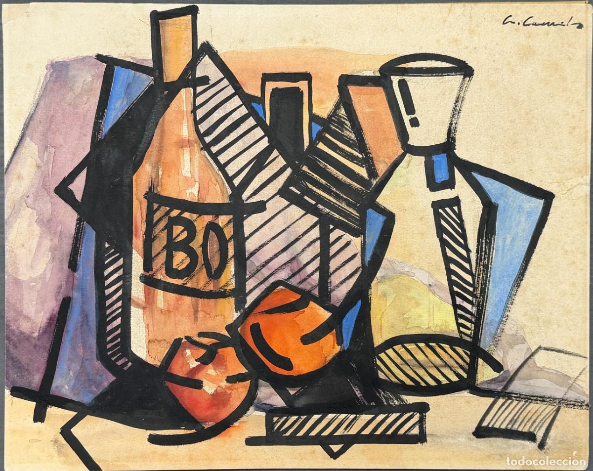 Arte: Bodeg&oacute;n cubista de 1960s. firmado , t&eacute;cnica mixta