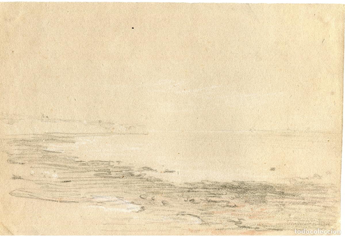 Arte: Costa en marea baja - dibujo a l&aacute;piz al dorso de cubierta Hastings, Aglio - 1829