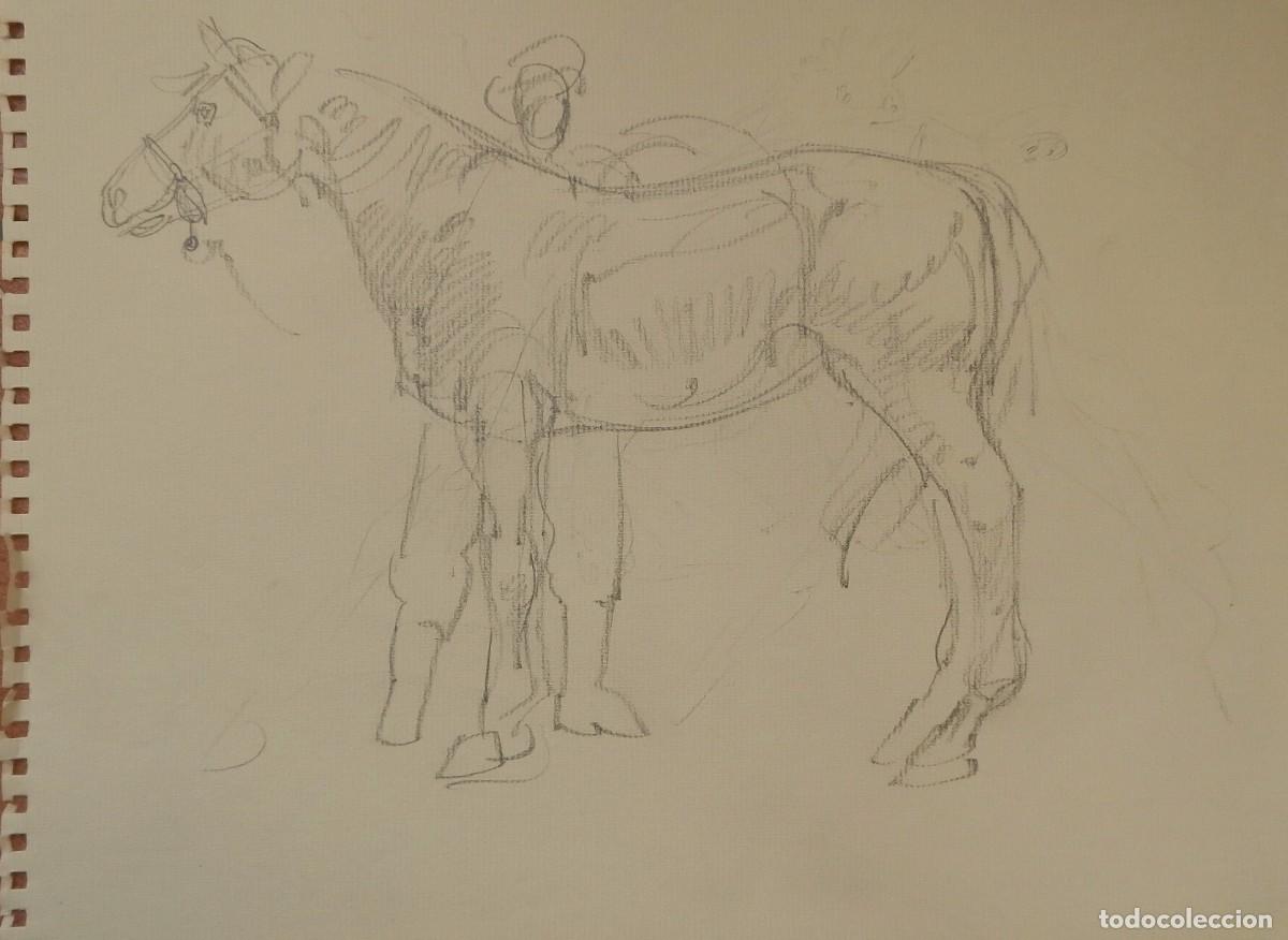 Arte: Carlos Enrique Lencinas G&oacute;mez. Dibujo sobre papel. &rdquo;Caballo y jinete&rdquo;. Sin firmar. Esbozo, apunte.