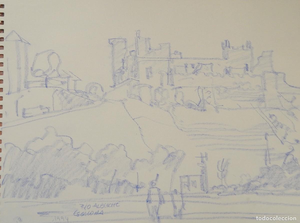 Arte: Carlos Enrique Lencinas G&oacute;mez. Dibujo sobre papel. &rdquo;Escalona. R&iacute;o Alberche&rdquo;. Sin firmar. Apunte.