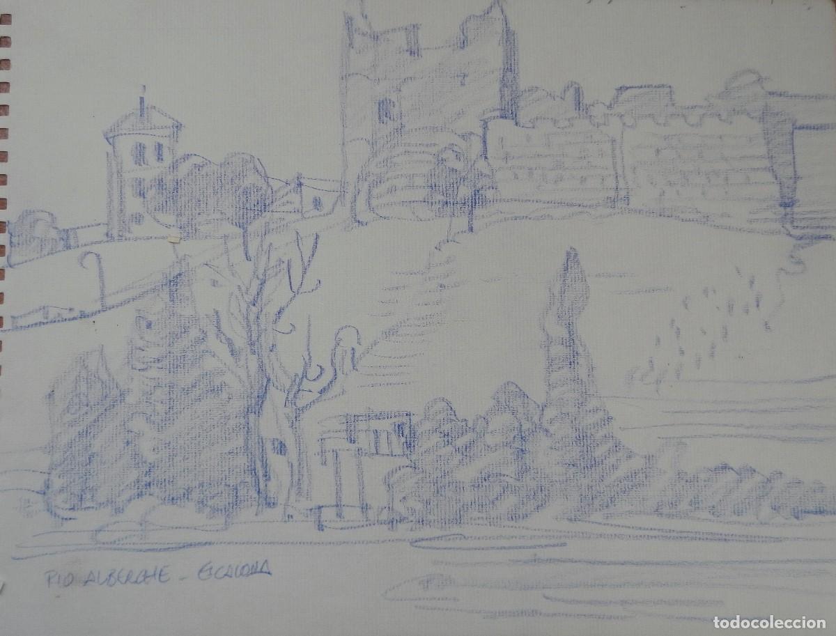Arte: Carlos Enrique Lencinas G&oacute;mez. Dibujo sobre papel. &rdquo;Escalona. R&iacute;o Alberche&rdquo;. Sin firmar. Apunte.