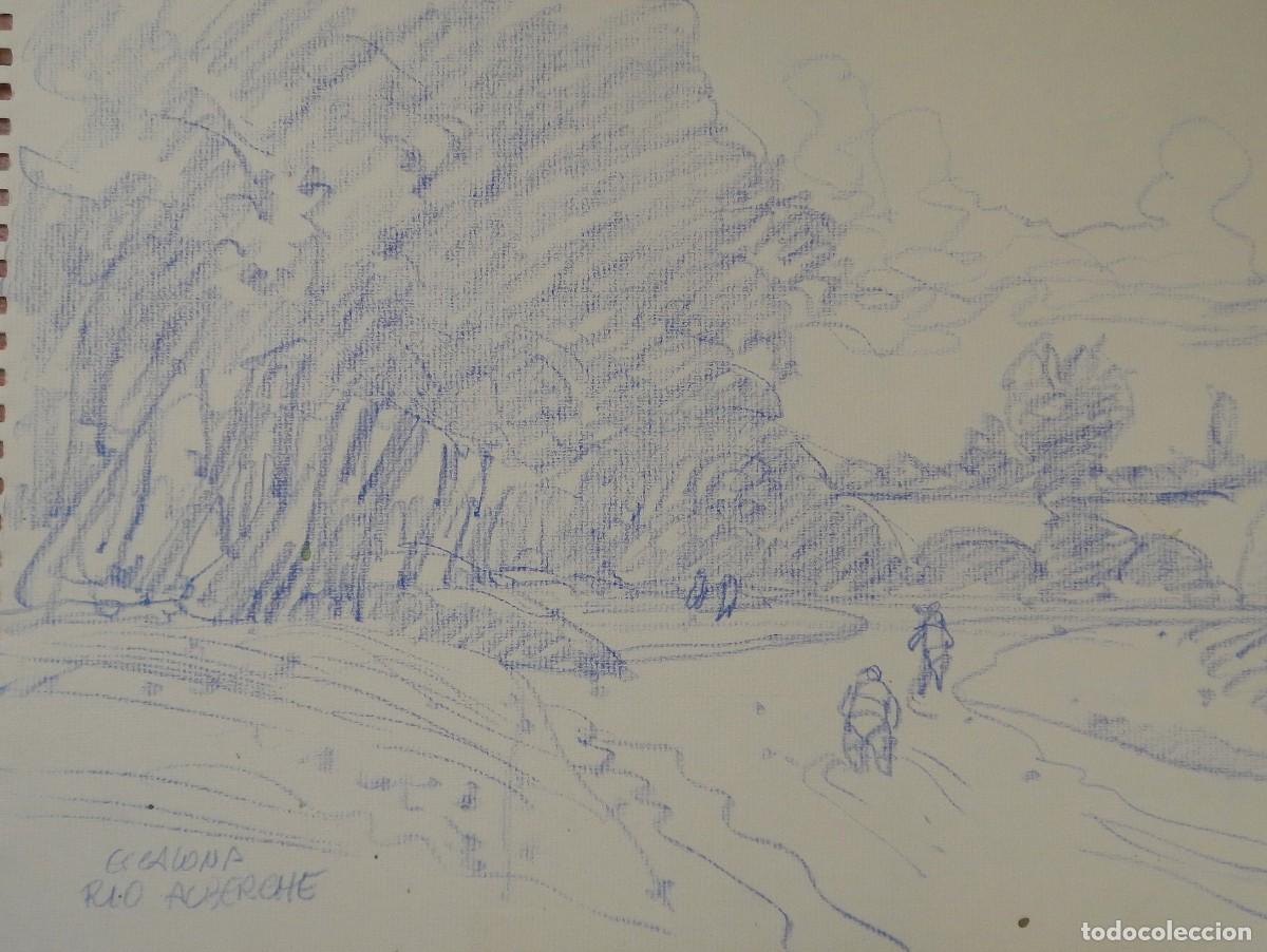Arte: Carlos Enrique Lencinas G&oacute;mez. Dibujo sobre papel. &rdquo;Escalona. R&iacute;o Alberche&rdquo;. Sin firmar. Apunte.