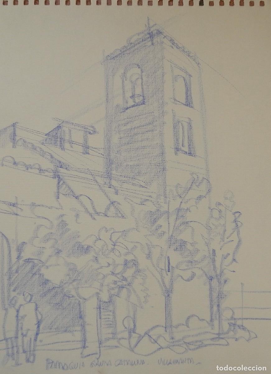 Arte: Carlos Enrique Lencinas G&oacute;mez. Dibujo sobre papel. &rdquo;Parroquia Santa Catalina. Villamanta&rdquo;. Sin firma