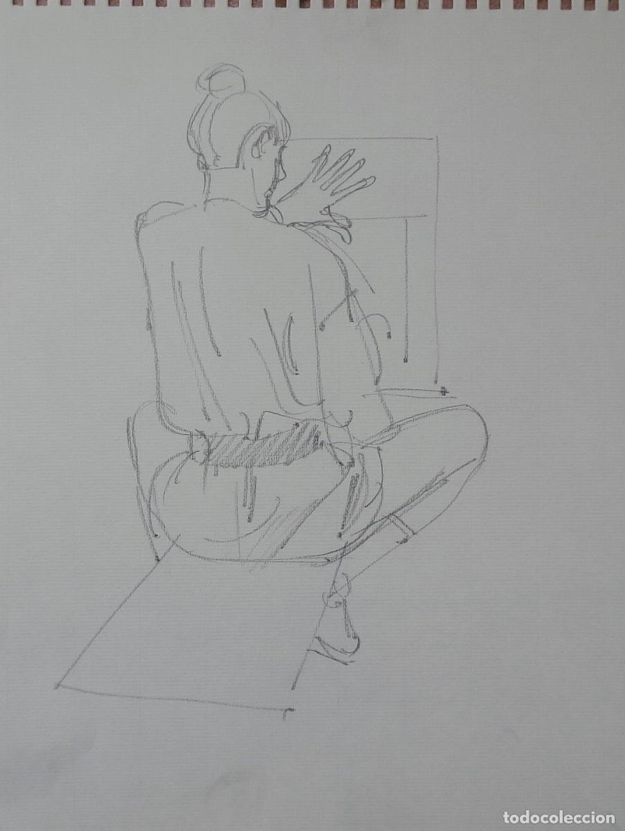 Arte: Carlos Enrique Lencinas G&oacute;mez. Dibujo sobre papel. &rdquo;Tomando apuntes&rdquo;. Sin firmar. Esbozo, apunte.