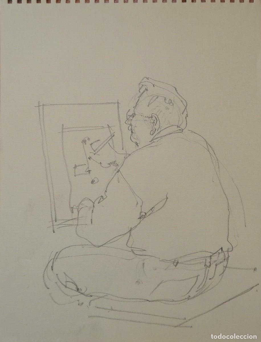 Arte: Carlos Enrique Lencinas G&oacute;mez. Dibujo sobre papel. &rdquo;Tomando apuntes&rdquo;. Sin firmar. Esbozo, apunte.