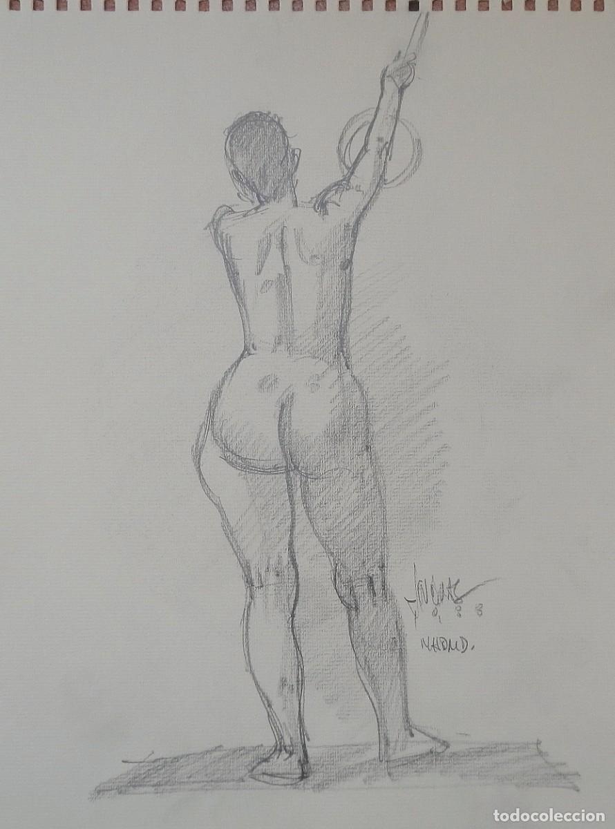 Arte: Carlos Enrique Lencinas G&oacute;mez. Dibujo sobre papel. &rdquo;Desnudo femenino&rdquo;. Firmado a mano. 1988.