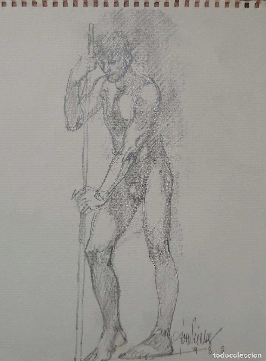 Arte: Carlos Enrique Lencinas G&oacute;mez. Dibujo sobre papel. &rdquo;Desnudo masculino&rdquo;. Firmado a mano. 1988.