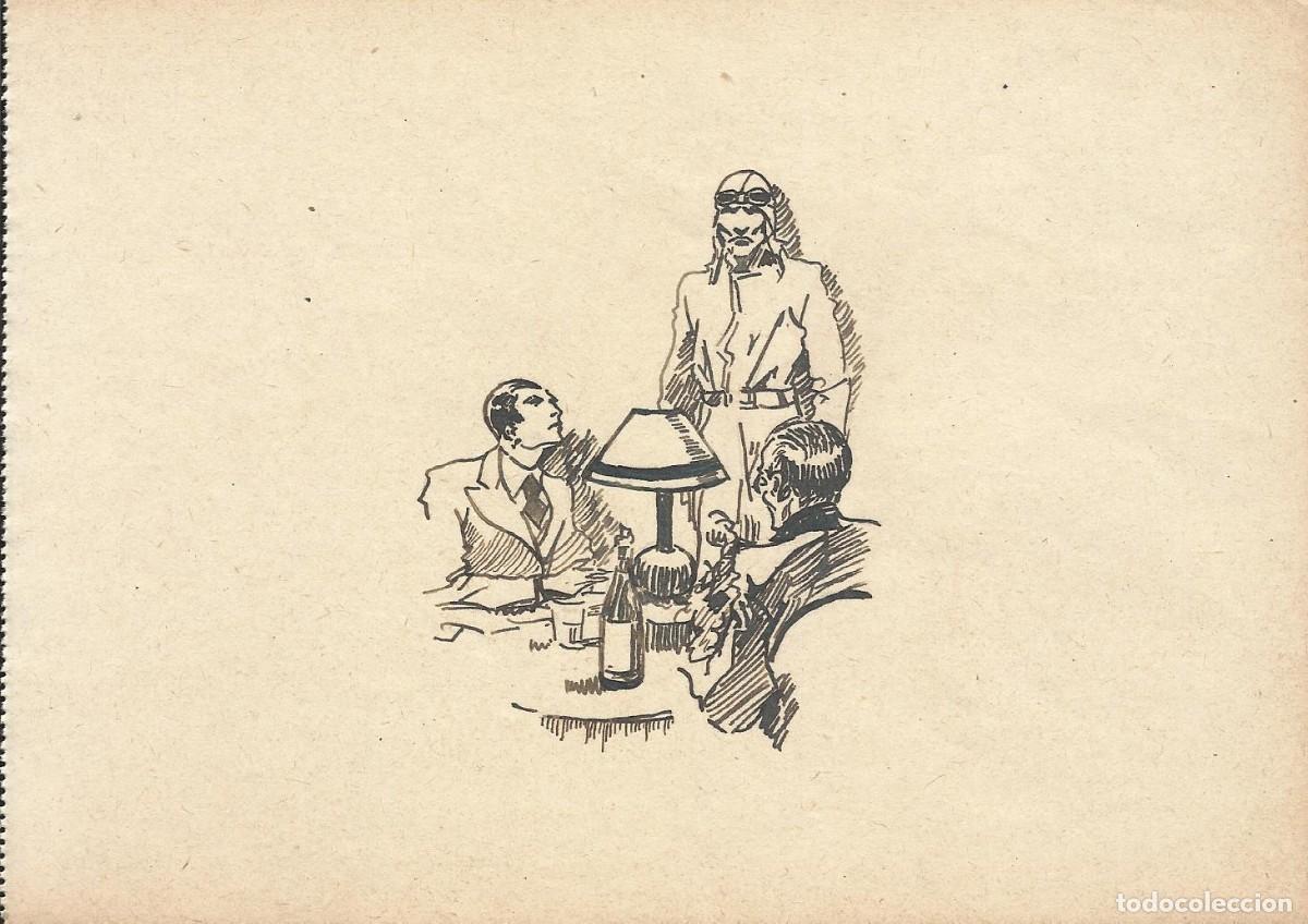 Arte: Josep Maria Sala. Dibujo tinta sobre papel. Conductor y se&ntilde;ores. 1930 aprox. Sin firmar.