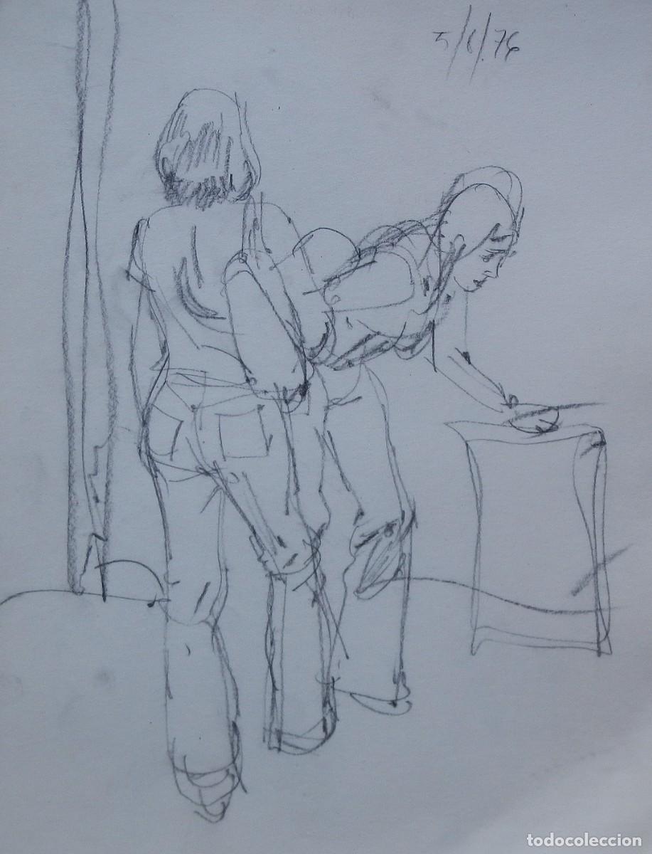 Arte: Carlos Enrique Lencinas G&oacute;mez. L&aacute;piz sobre papel. &rdquo;Dos chicas j&oacute;venes&rdquo;. Apunte. Sin firmar. 1976.