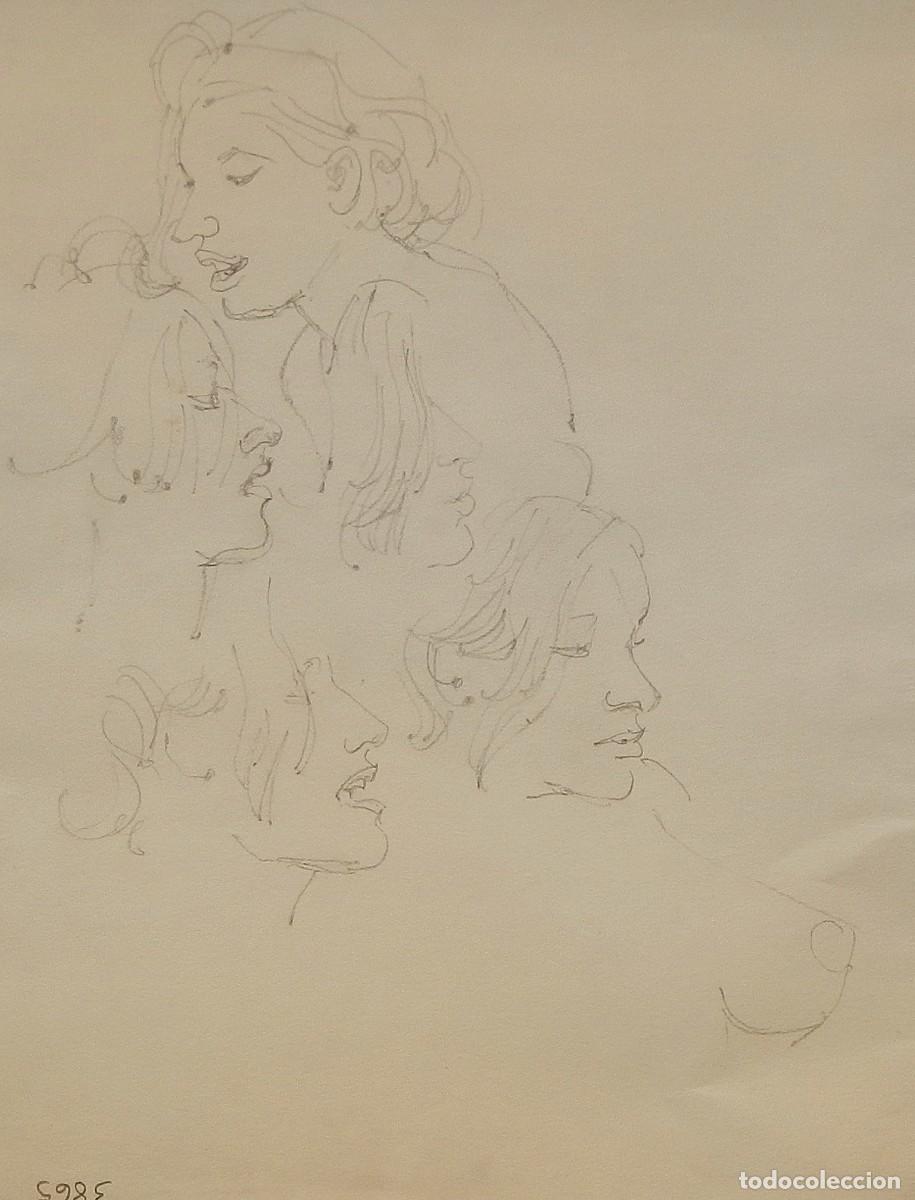 Arte: Carlos Enrique Lencinas G&oacute;mez. L&aacute;piz sobre papel. &rdquo;Rostros femeninos y pecho&rdquo;. Sin firmar. Apunte.