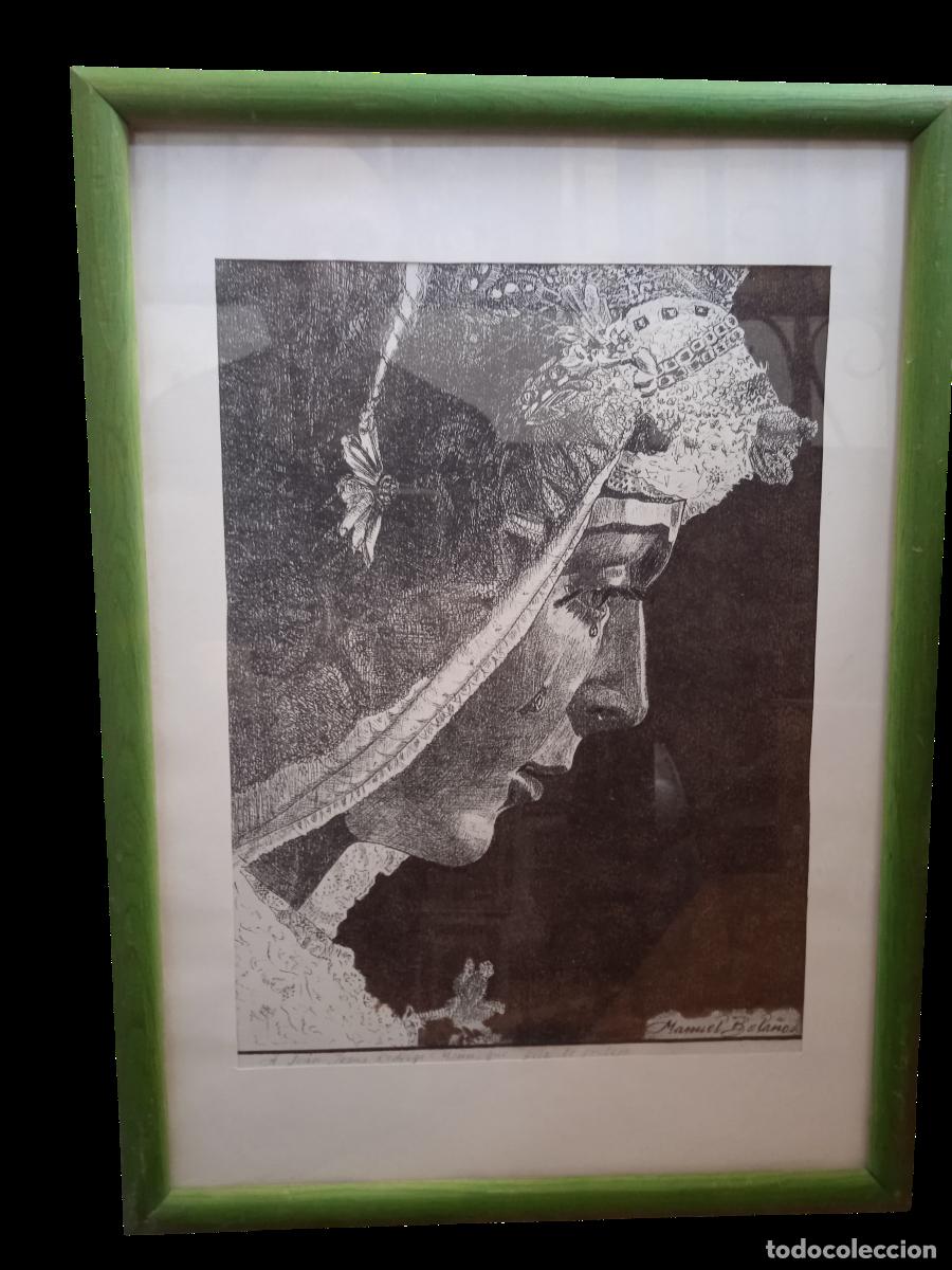Arte: Manuel Bola&ntilde;os (Sevilla, Siglo XX): Nuestra Se&ntilde;ora dela Esperanza Macarena. Dibujo a plumilla.