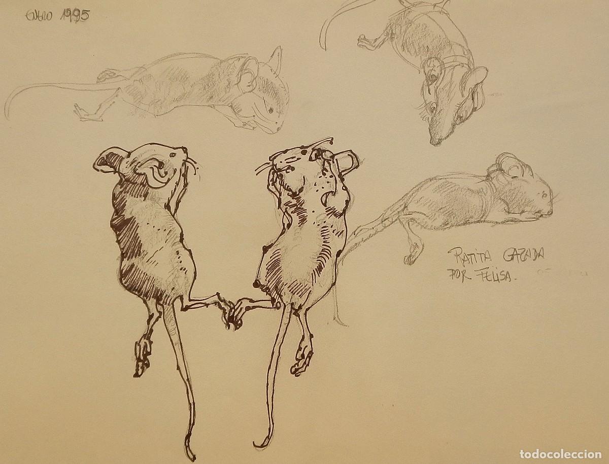 Arte: Carlos Enrique Lencinas G&oacute;mez. L&aacute;piz y tinta sobre papel. &rdquo;Ratitas&rdquo;. Sin firmar. Apunte. 1995.