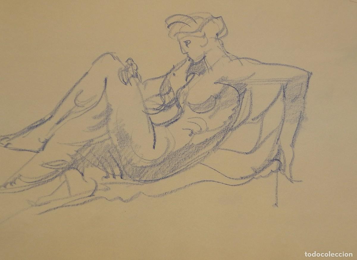 Arte: Carlos Enrique Lencinas G&oacute;mez. L&aacute;piz color sobre papel. &rdquo;Desnudo femenino&rdquo;. Sin firmar. Apunte.