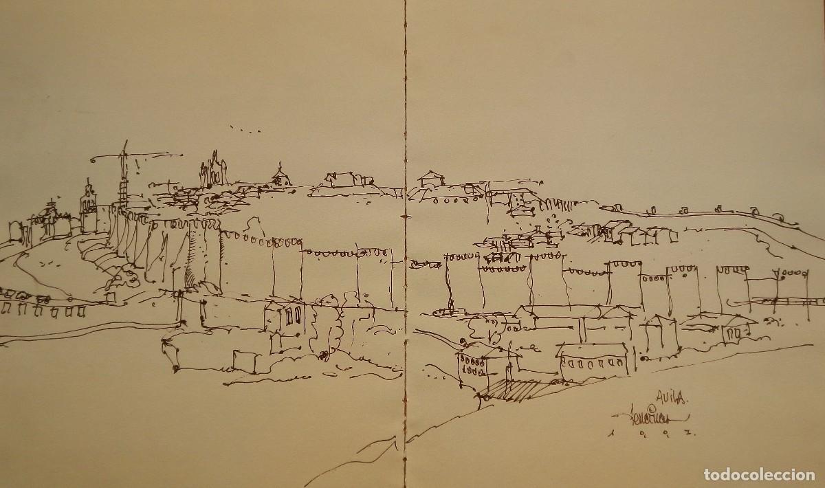 Arte: Carlos Enrique Lencinas G&oacute;mez. Tinta sobre papel. &rdquo;&Aacute;vila. 1997&rdquo;. Firmado mano. Apunte. Doble hoja.