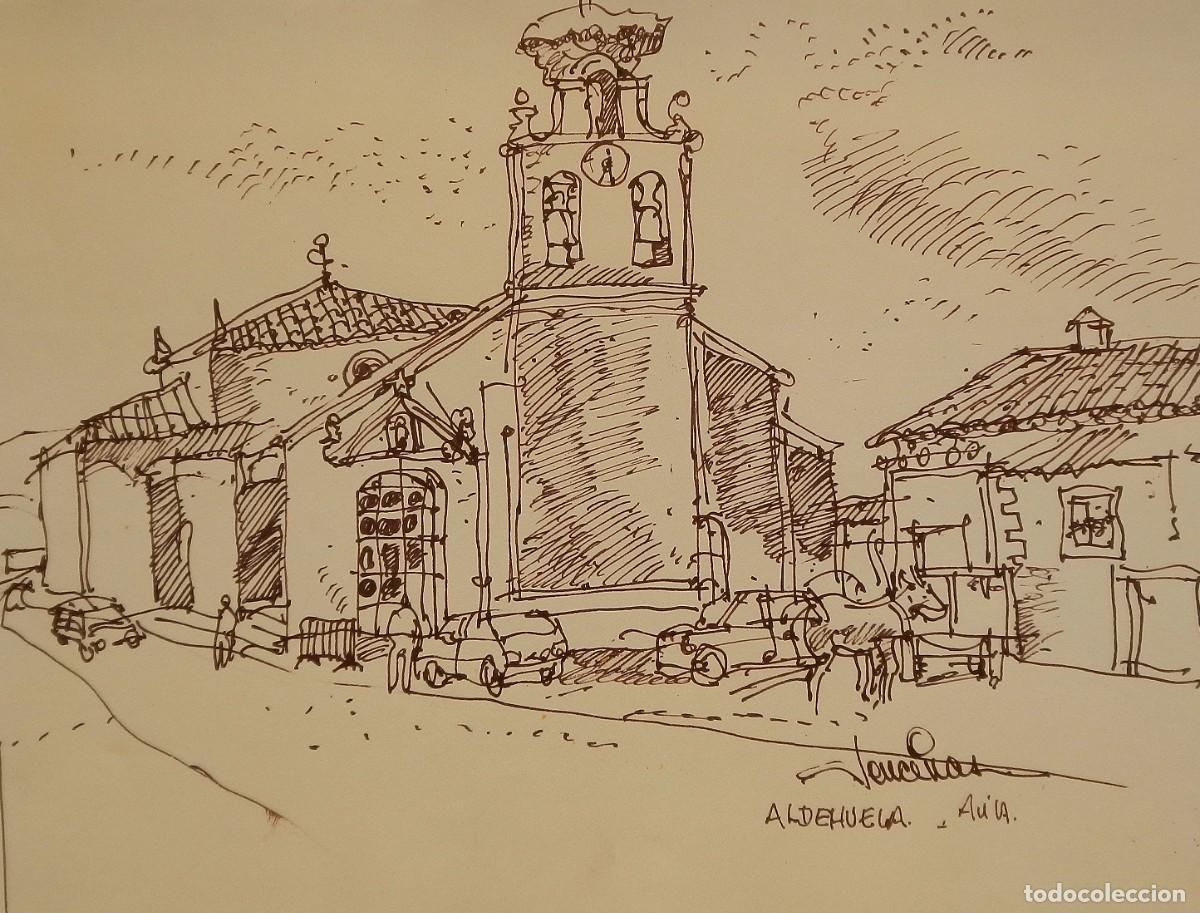 Arte: Carlos Enrique Lencinas G&oacute;mez. Tinta sobre papel. &rdquo;Adehuela. &Aacute;vila&rdquo;. Firmado mano. Apunte.