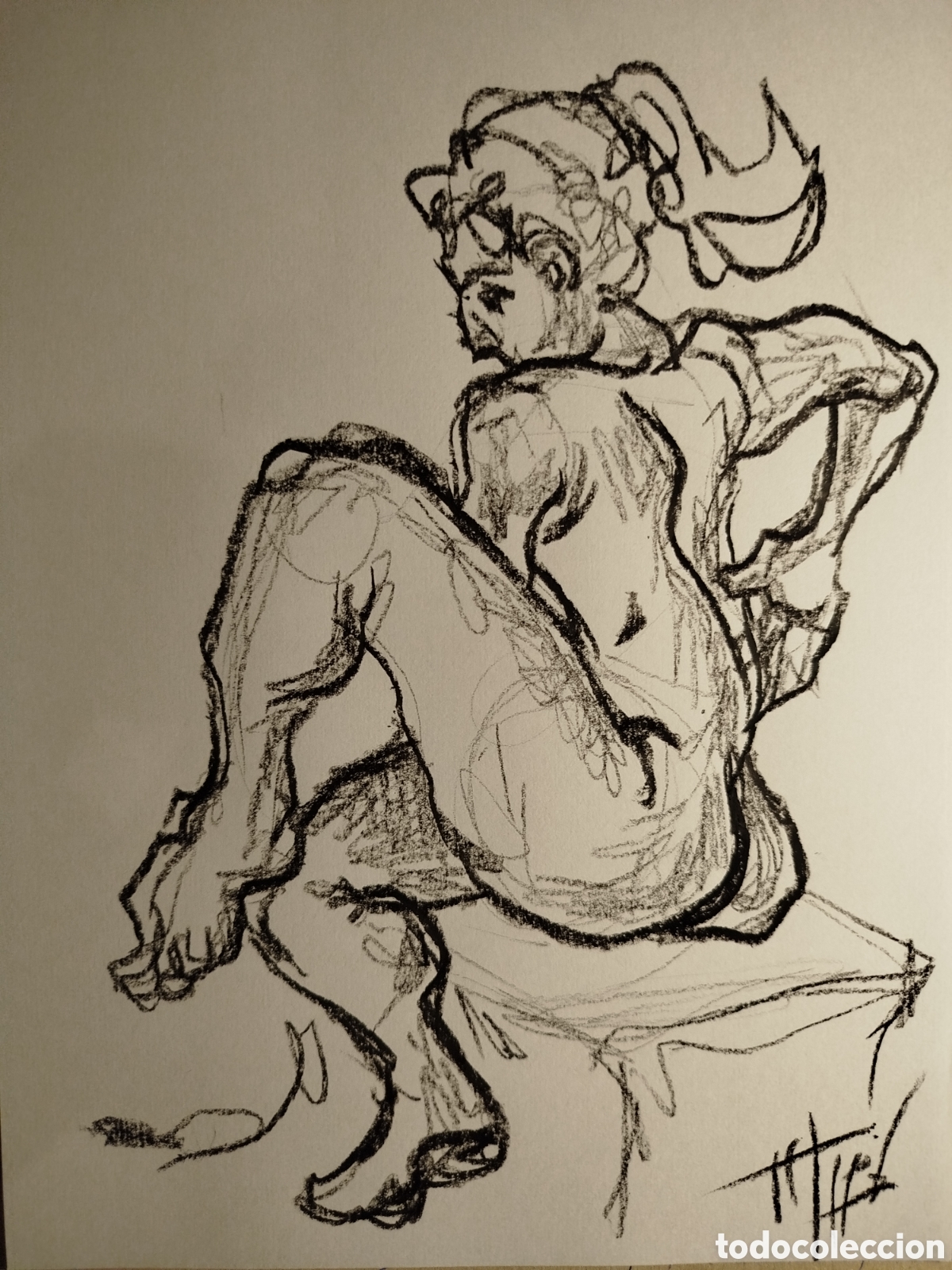 Arte: Dibujo original modelo desnuda
