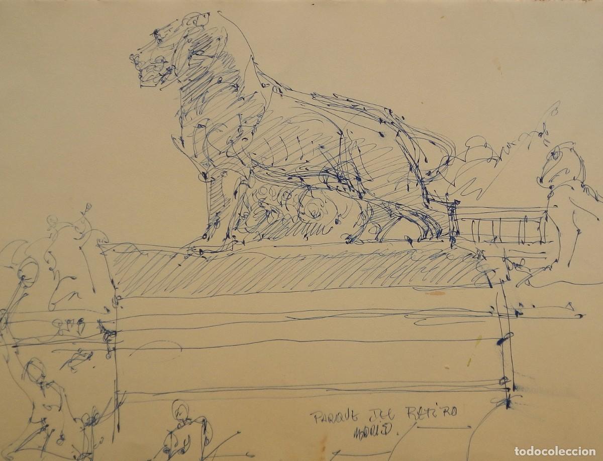 Arte: Carlos Enrique Lencinas G&oacute;mez. Tinta sobre papel. &rdquo;Parque del Retiro. Madrid&rdquo;. Sin firmar. Apunte.