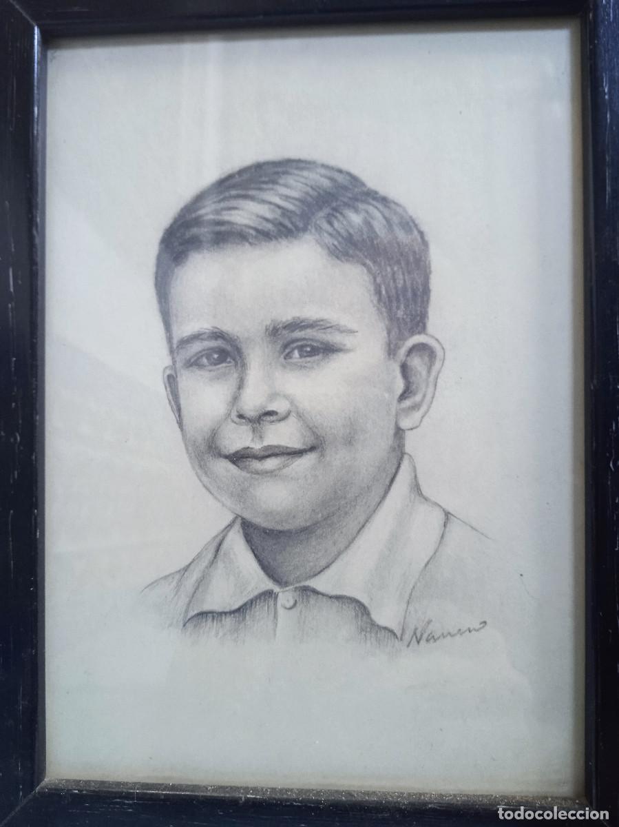 Arte: Retrato de ni&ntilde;o. Dibujo. Firmado &rdquo;Navarro&rdquo;.