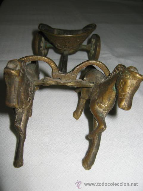 Arte: CARRUAJE DE DOS CABALLOS EN BRONCE - Foto 3