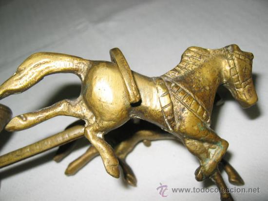Arte: CARRUAJE DE DOS CABALLOS EN BRONCE - Foto 5