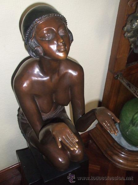 Arte: Chica Art Noveau Bronce firmado Bana