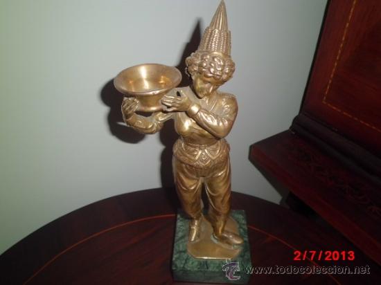 Arte: FIGURA DE BRONCE CON LA BASE EN MARMOL VERDE - Foto 1