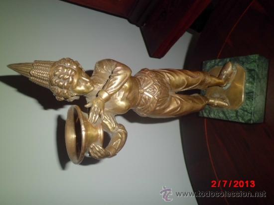 Arte: FIGURA DE BRONCE CON LA BASE EN MARMOL VERDE - Foto 2