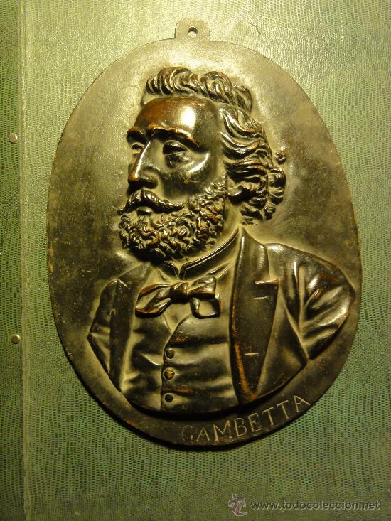 Arte: PLACA DE BRONCE RETRATO DE GAMBETTA - Foto 1