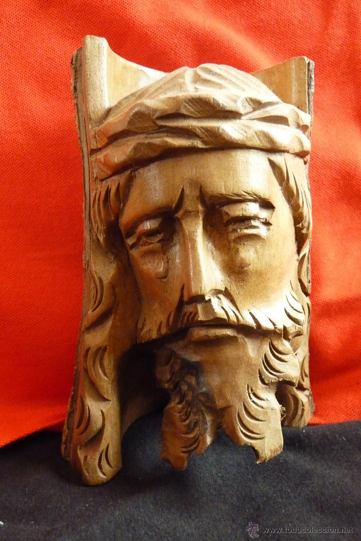 Arte: TALLA EN MADERA,  BUSTO, ROSTRO DE CRISTO - Foto 6