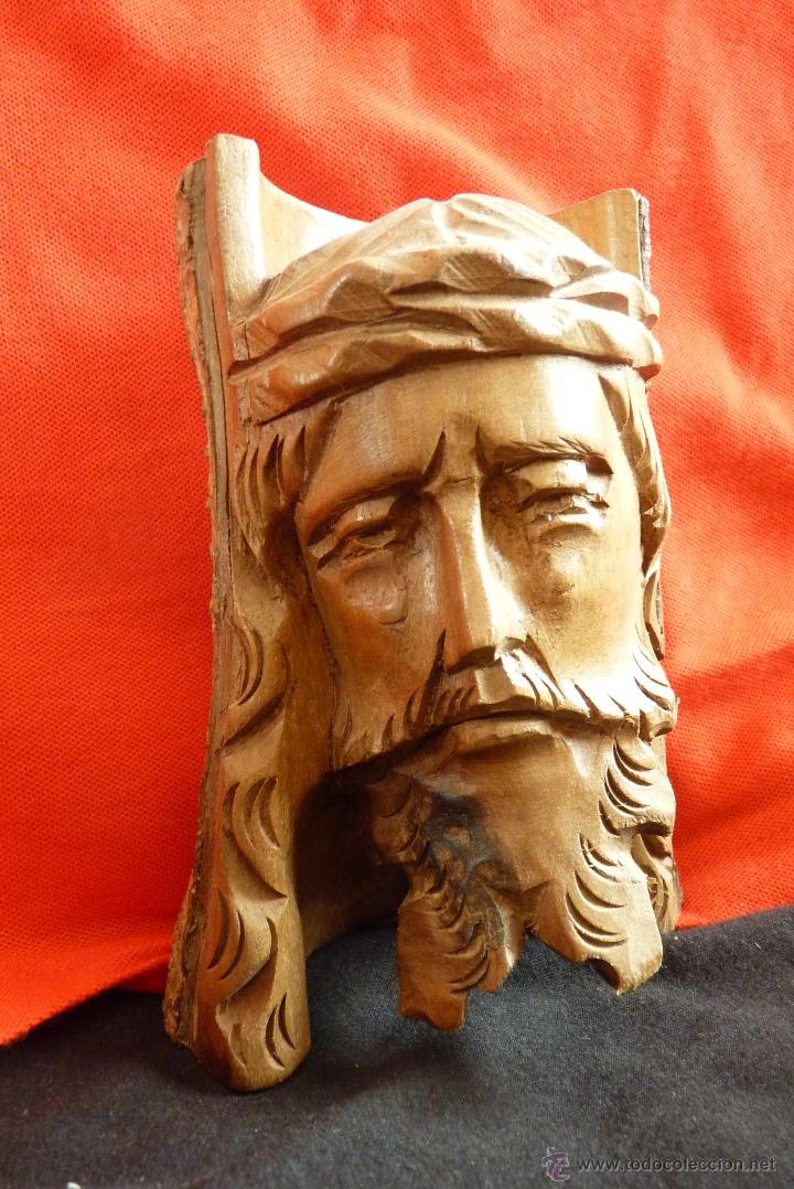 Arte: TALLA EN MADERA,  BUSTO, ROSTRO DE CRISTO - Foto 8