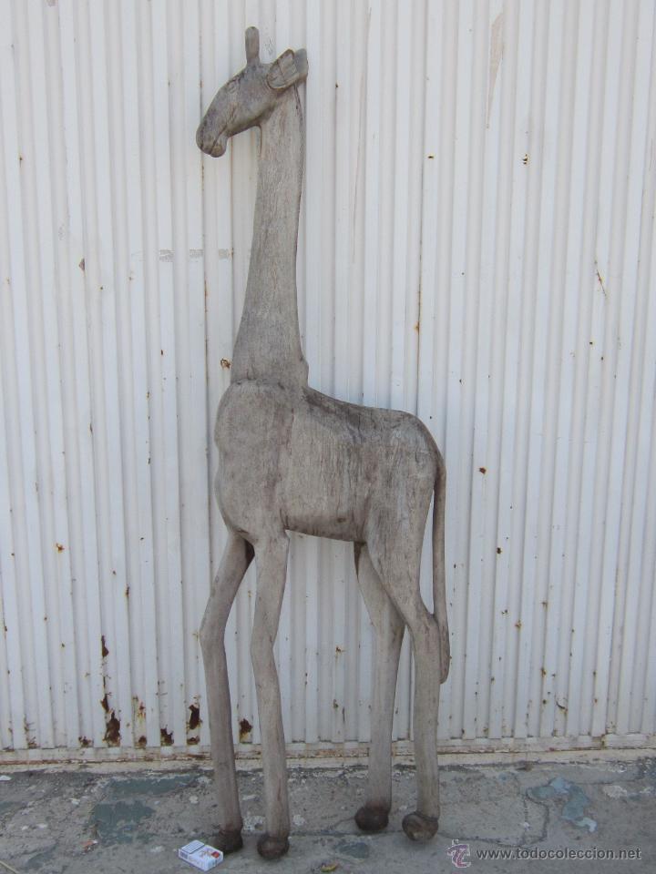 Arte: JIRAFA TALLADA EN MADERA - Foto 1