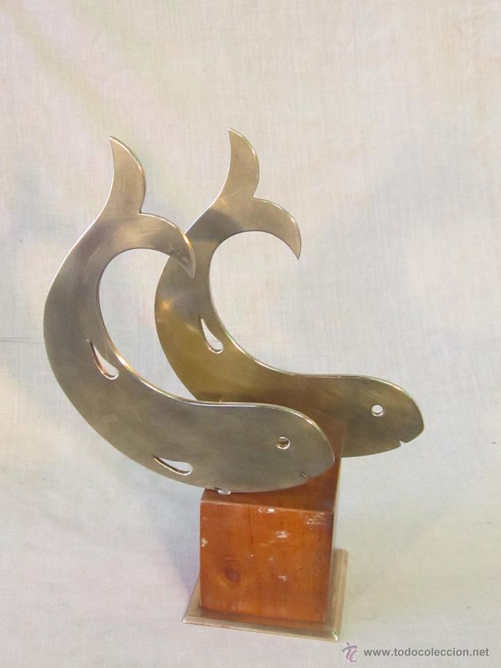 Arte: FIGURA DE PECES EN BRONCE Y MADERA - Foto 4