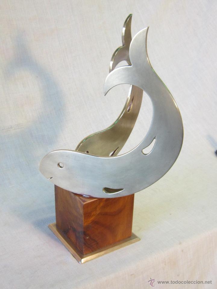 Arte: FIGURA DE PECES EN BRONCE Y MADERA - Foto 7