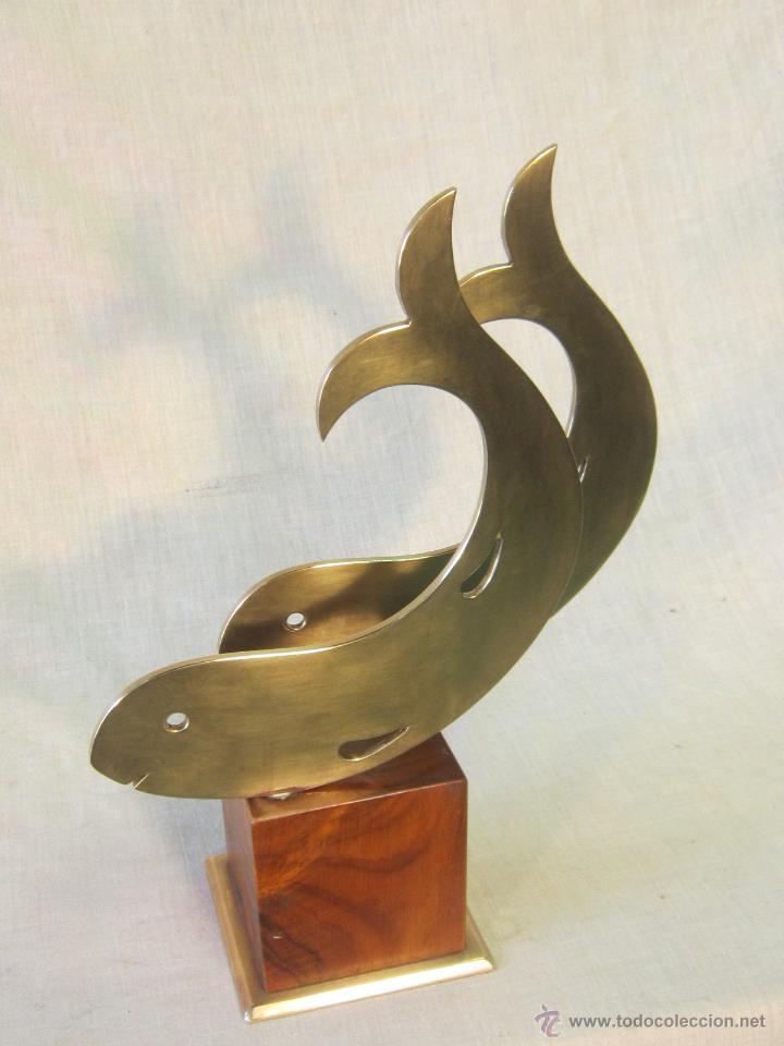 Arte: FIGURA DE PECES EN BRONCE Y MADERA - Foto 8