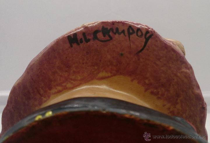 Arte: Escultura antigua en terracota policromada a mano de mediados del siglo XX, firmada por M.L. CAMPOY. - Foto 7 - 54014086
