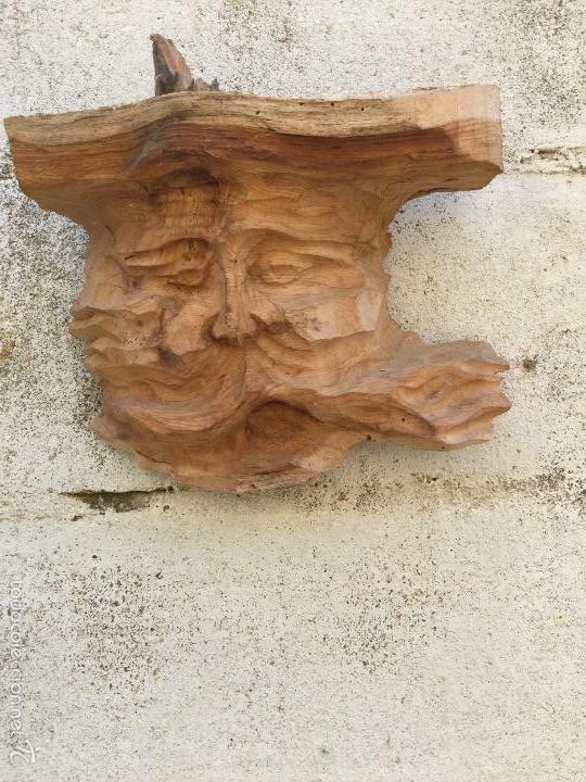 Arte: Cara con gorra. Talla en madera - Foto 1