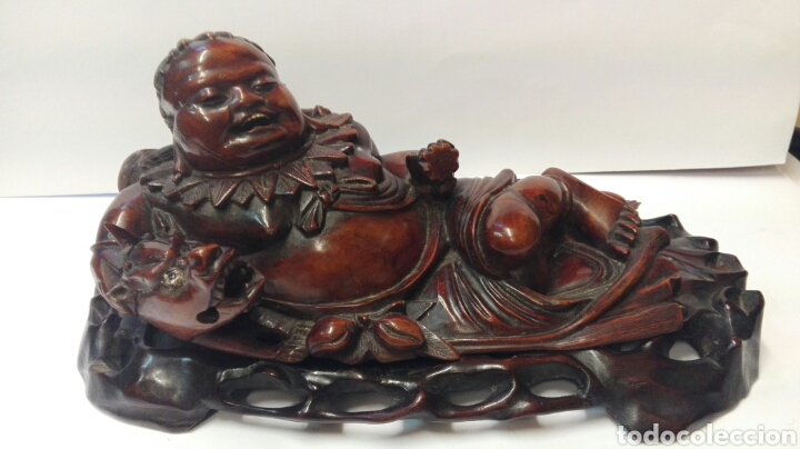 Arte: Buda de la suerte en madera de caoba - Foto 1