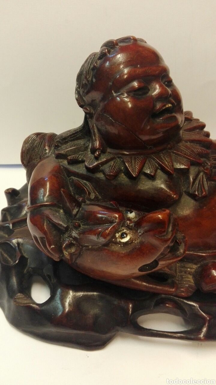 Arte: Buda de la suerte en madera de caoba - Foto 2