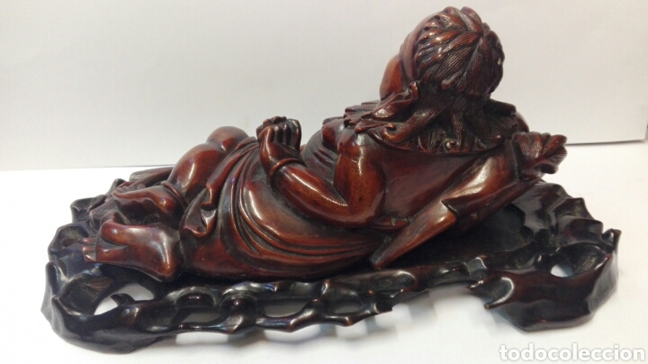 Arte: Buda de la suerte en madera de caoba - Foto 4
