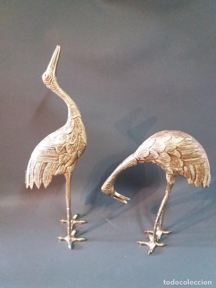 Arte: PAREJA DE GRULLAS DE BRONCE - Foto 2