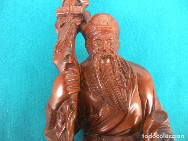 Arte: BUDA MONJE EN MADERA TALLADA - Foto 1