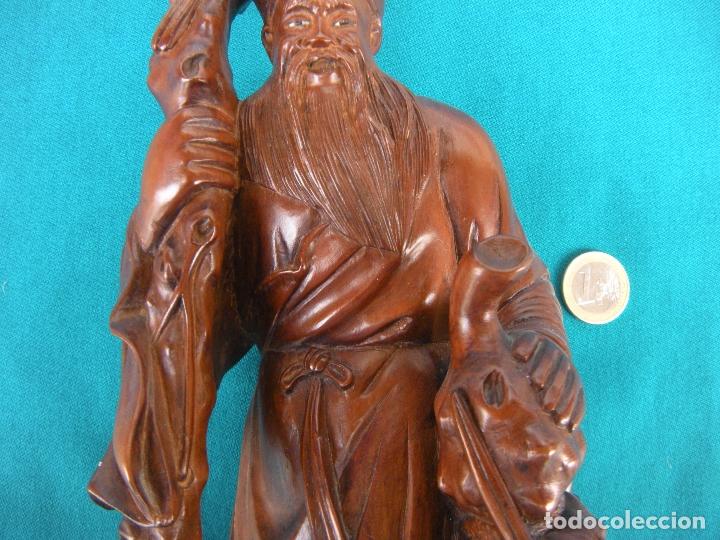 Arte: BUDA MONJE EN MADERA TALLADA - Foto 5