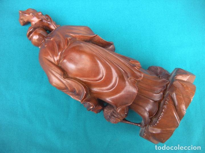 Arte: BUDA MONJE EN MADERA TALLADA - Foto 7