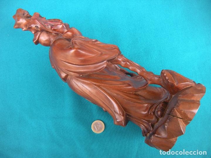 Arte: BUDA MONJE EN MADERA TALLADA - Foto 8