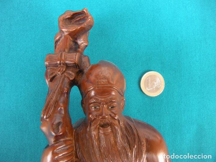 Arte: BUDA MONJE EN MADERA TALLADA - Foto 9