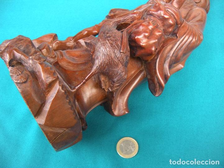 Arte: BUDA MONJE EN MADERA TALLADA - Foto 11