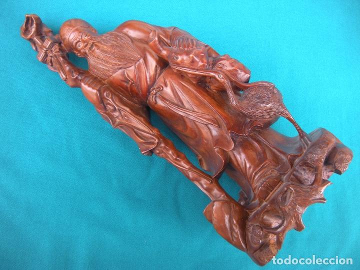 Arte: BUDA MONJE EN MADERA TALLADA - Foto 12