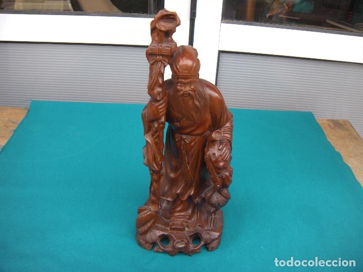 Arte: BUDA MONJE EN MADERA TALLADA - Foto 13