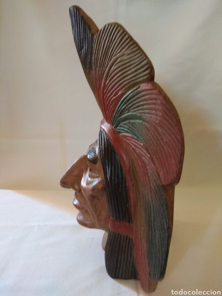 Arte: Talla de madera rostro indio - Foto 2