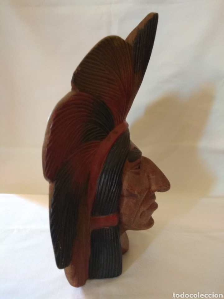 Arte: Talla de madera rostro indio - Foto 3